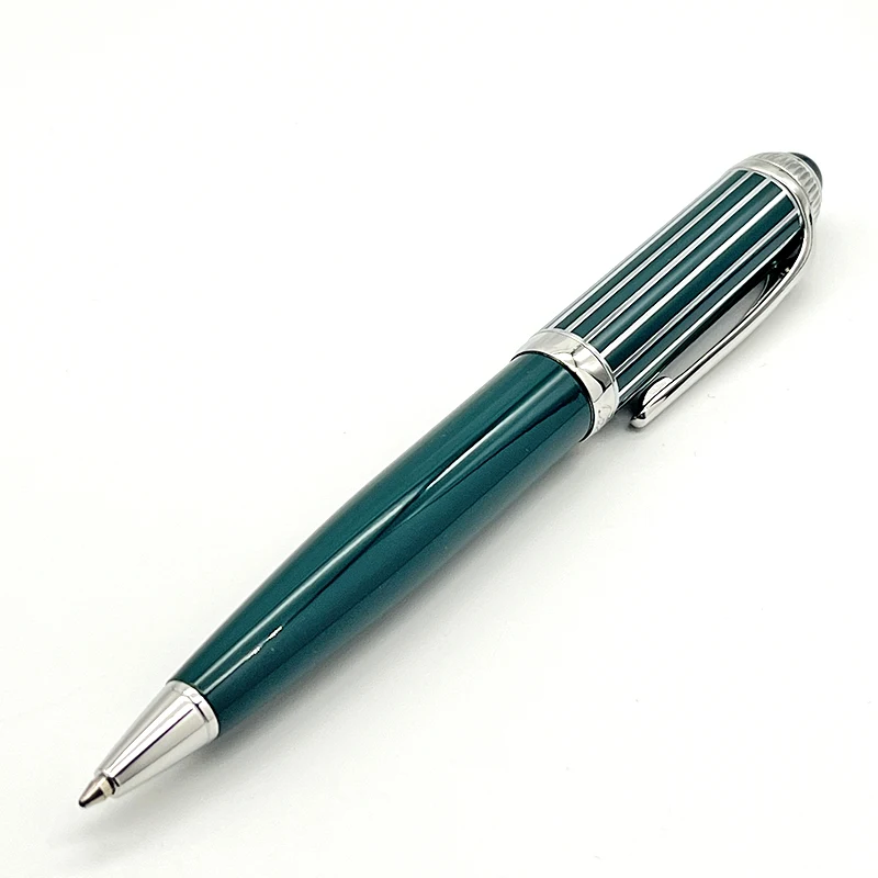 YAMALANG Luxury Classic Blue & Green Ballpoint Pen Stainless Steel Ragging Writing Smooth Office Stationery With Gem