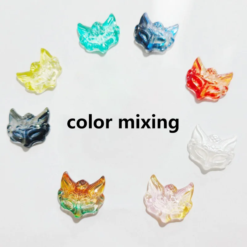 50PCS 23x25mm Glass Fox Mask Pendants - Chandelier Lighting Lamp Parts, Crystal Replacement Beads for DIY Lamp Decor & Repair