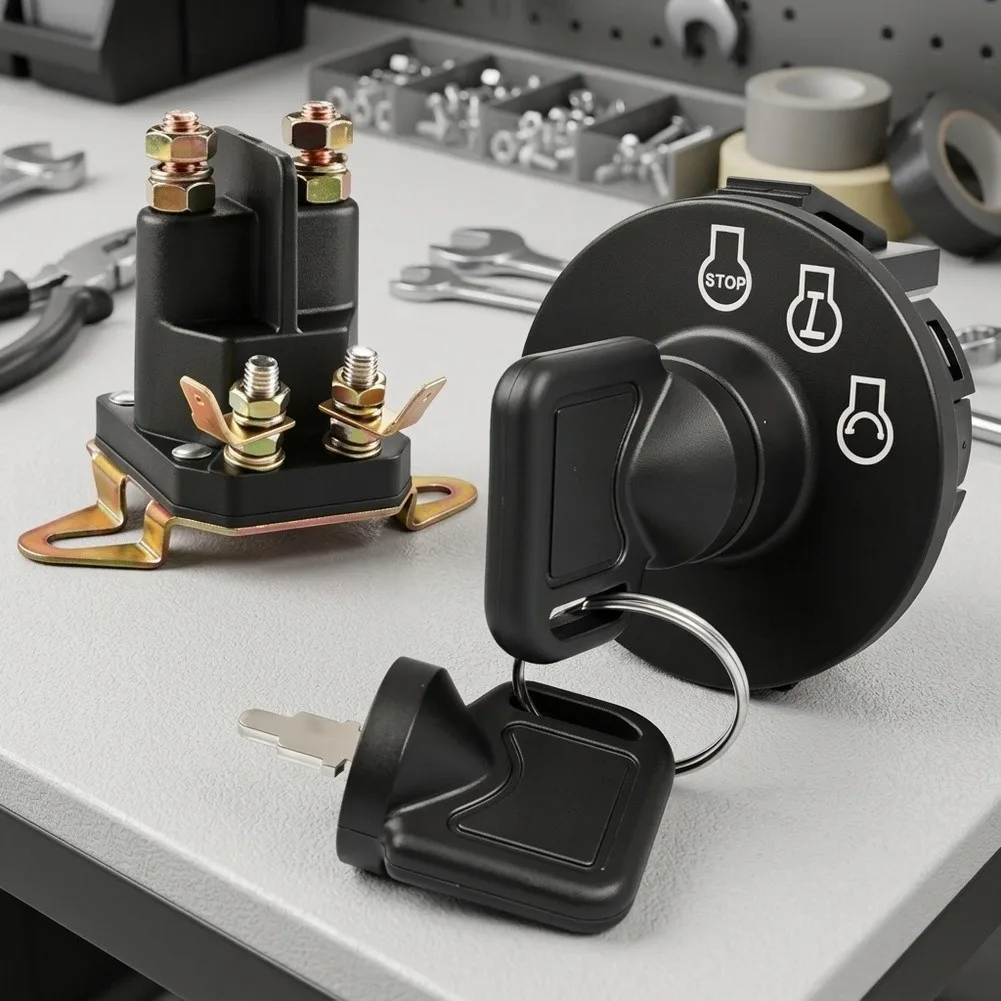 For Toro and For Exmark For Lawn For Mower Ignition Switch with Starter Solenoid 12V 4 Terminal Replacement Kit