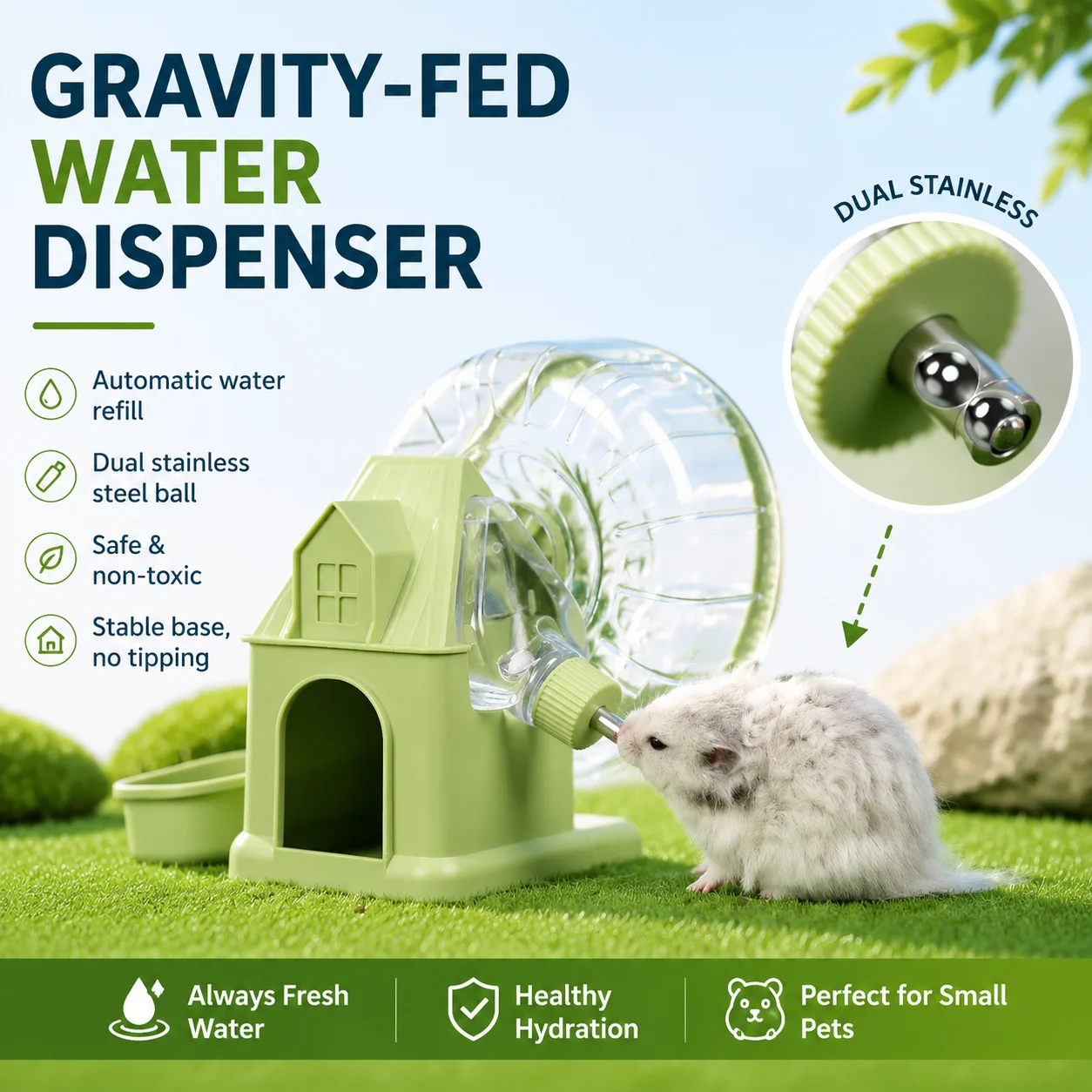 Ultra-Quiet 4-in-1 Hamster Running Wheel with Ball Roller Feeding Avoidance Landscape Toy for Golden Bear Cage Supplies