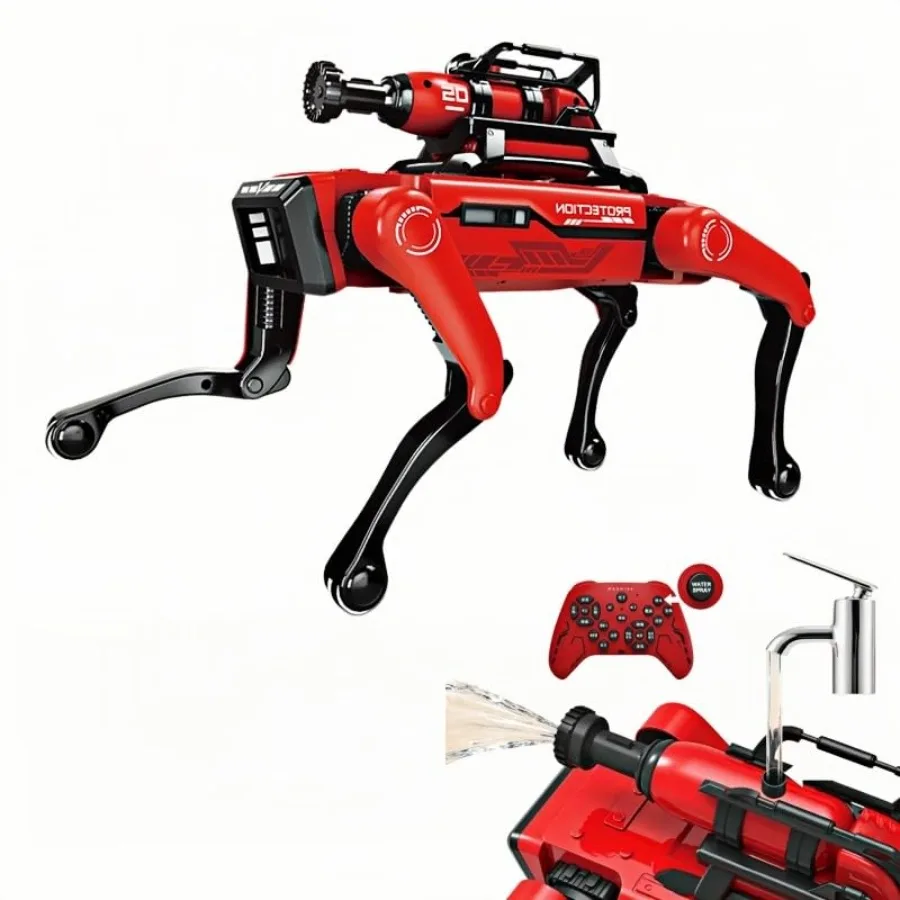 

STEM educational programmable robot dog for kids: ABS plastic body black-gray color lifelike actions voice control remote opera