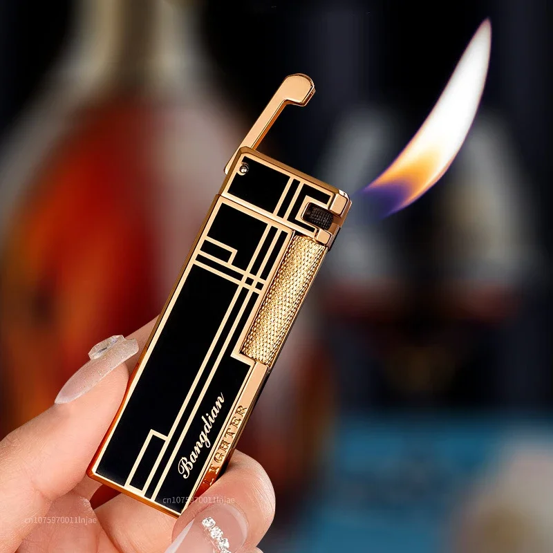 Retro Side Slide Grinding Wheel Ignition Open Flame Cigarette Lighters Butane Gas Lighters Smoking Accessories Unusual  Lighters