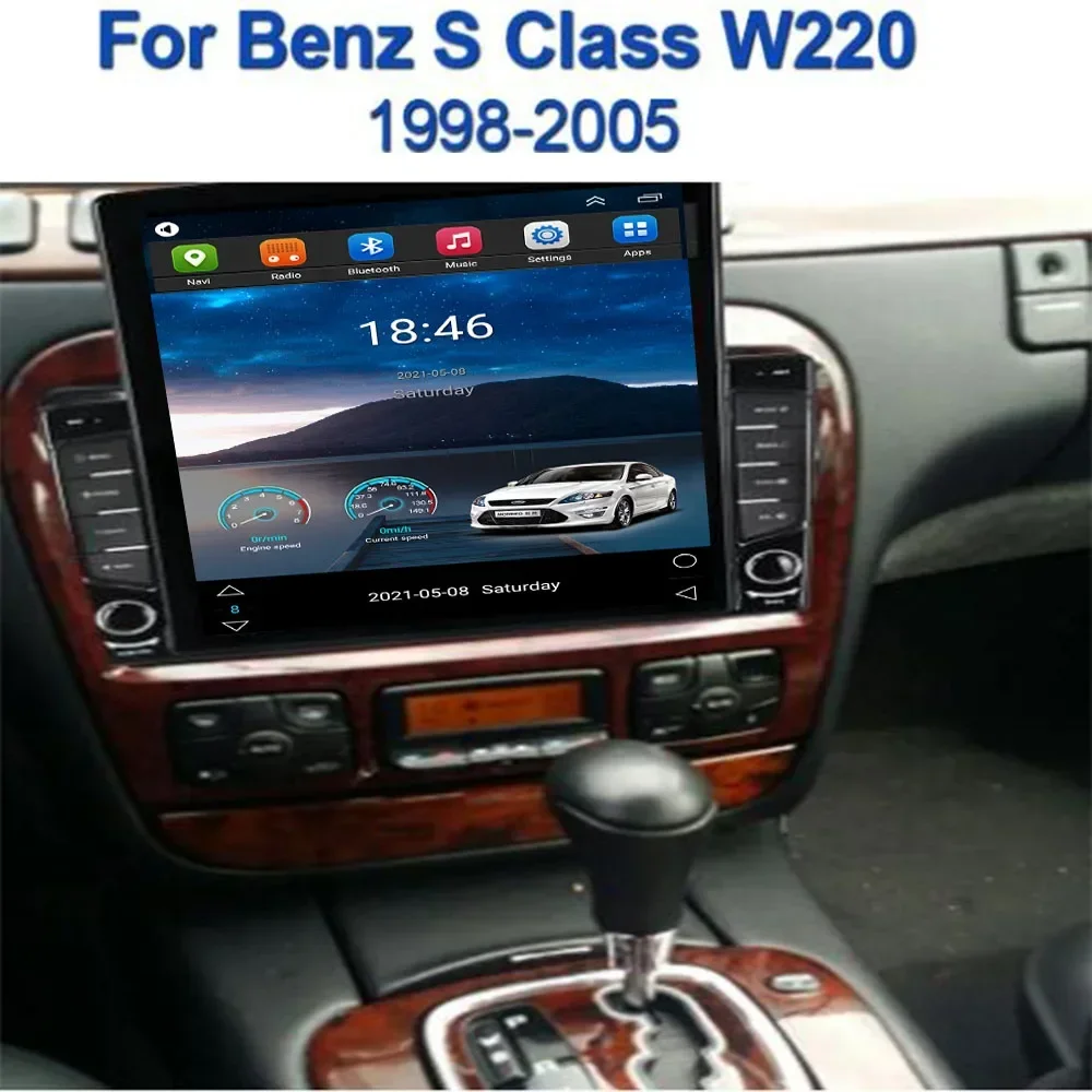 Android 14.0 Vertical Car Radio Audio Multimedia Player For Mercedes Benz S Class W220 S280 S320 S350 S400 S430 S500 GPS Navigat