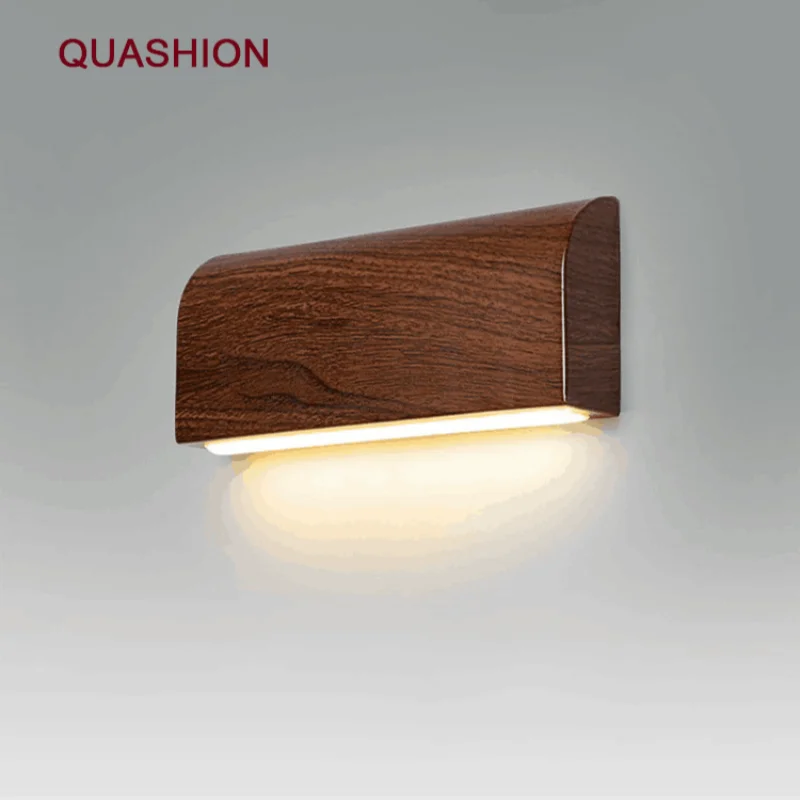 

Indoor Simple Wall Lamp Dimming Nordic Style Living Room Bedside Wall Light Corridor Aisle Simple Walnut Wood Color Fixture