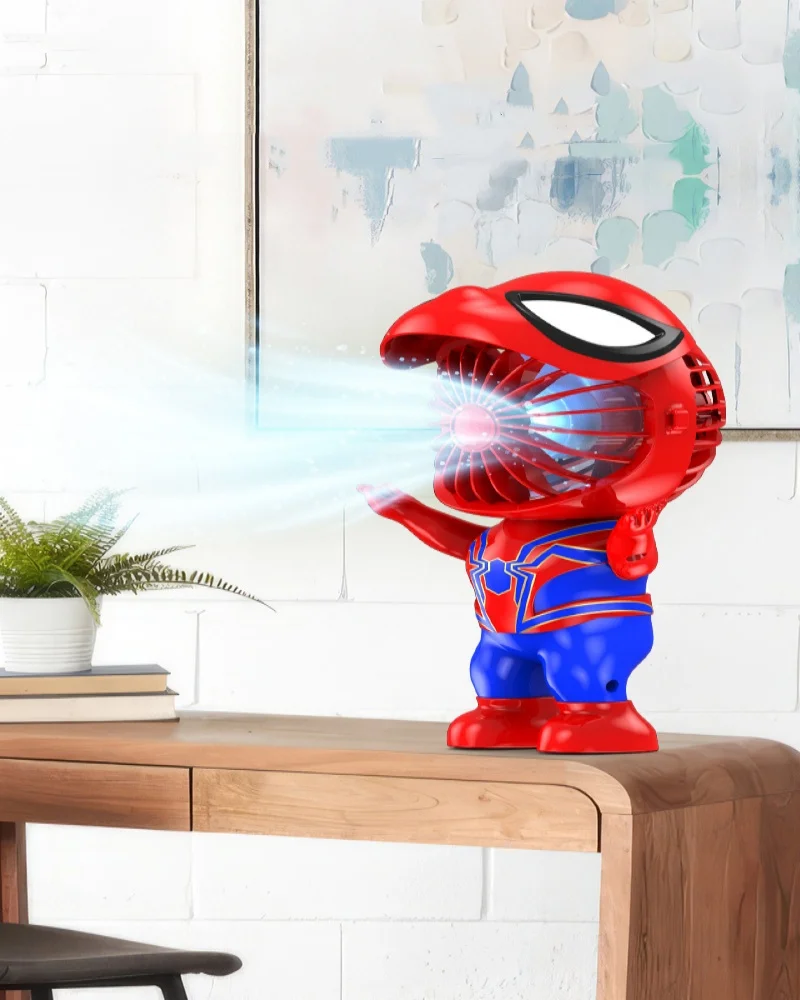 Disney Anime Spider-Man Handheld Fan Toy Avengers Cute Cartoon Iron Man Portable Desktop Display Trendy Ornament Kawaii Gift