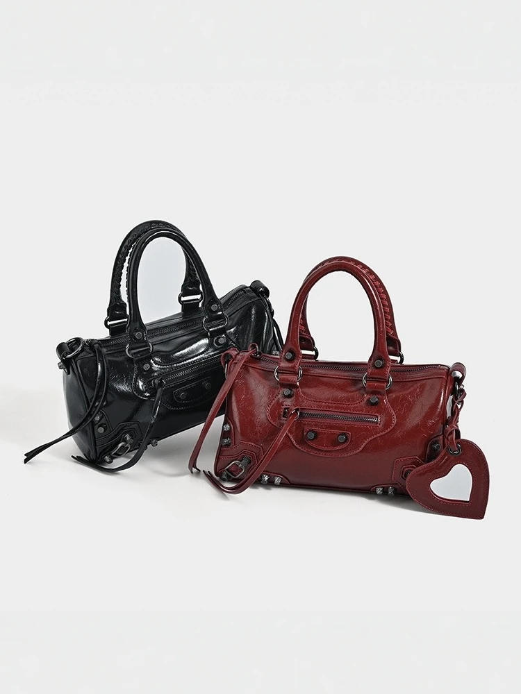 

Za Home Women's Motorcycle Bag Rivet k Sle Large Capaci Crossbody Handbag Faionable Trendy Design Daily Use Purse