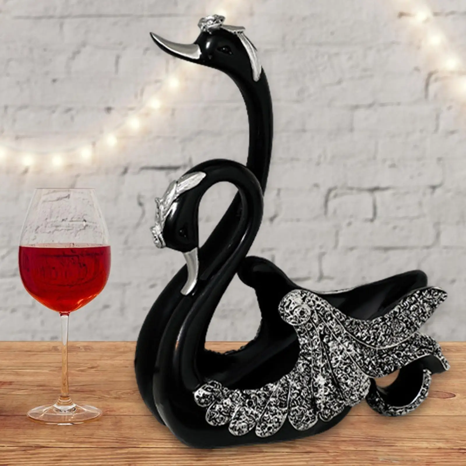 Swan Statues Liquor Rack Table Centerpiece Stylish Swan Collectible Craft for Desk Car Office Living Room Decor Valentine's Day