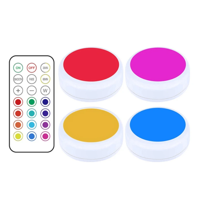 

RGB Color Changing 62MM Led Under Cabinet Light Mini Bookshelf Night Lamp with Remote Battery Powered