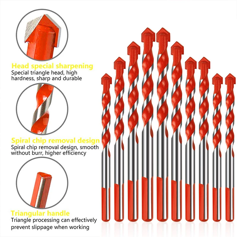 Punta da trapano professionale in carburo di tungsteno da 3-12mm utilizzata per la perforazione di piastrelle in ceramica di vetro Set di punte centrali per utensili per perforazione di metalli in calcestruzzo