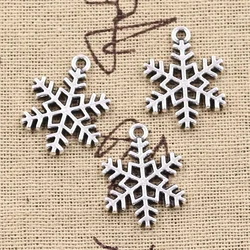 12pcs Charms Snow Snowflake 23x17mm Antique Silver Color Pendants Making DIY Handmade Tibetan Finding Jewelry