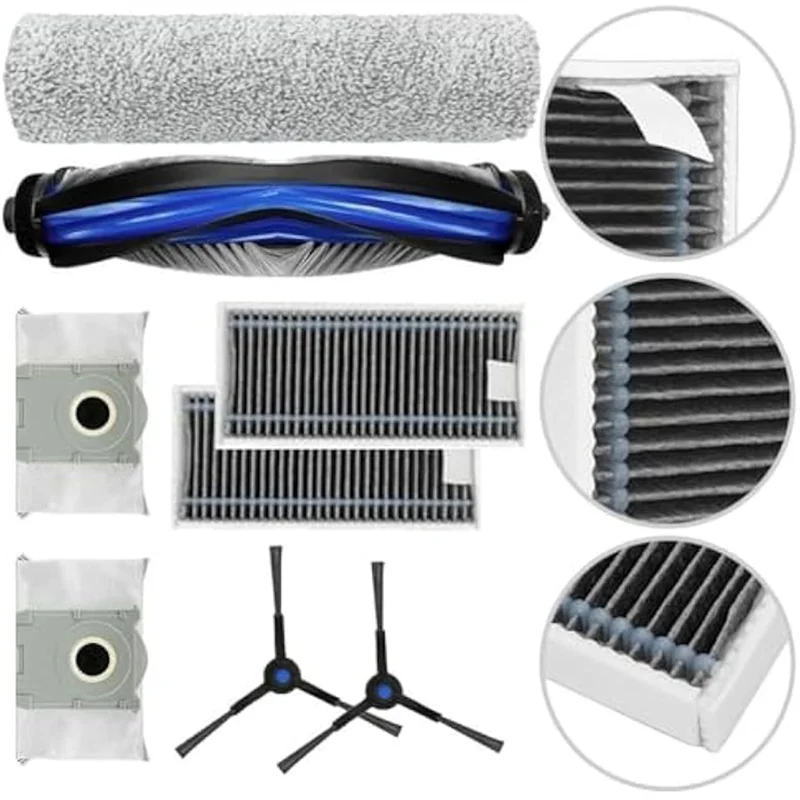 

KYCOR-Vacuum Replacement Parts For Ecovacs Deebot X8 Pro Robot Vacuum Cleaner,Main Side Brush,Dust Bags,Filter,Roller Mop Kit