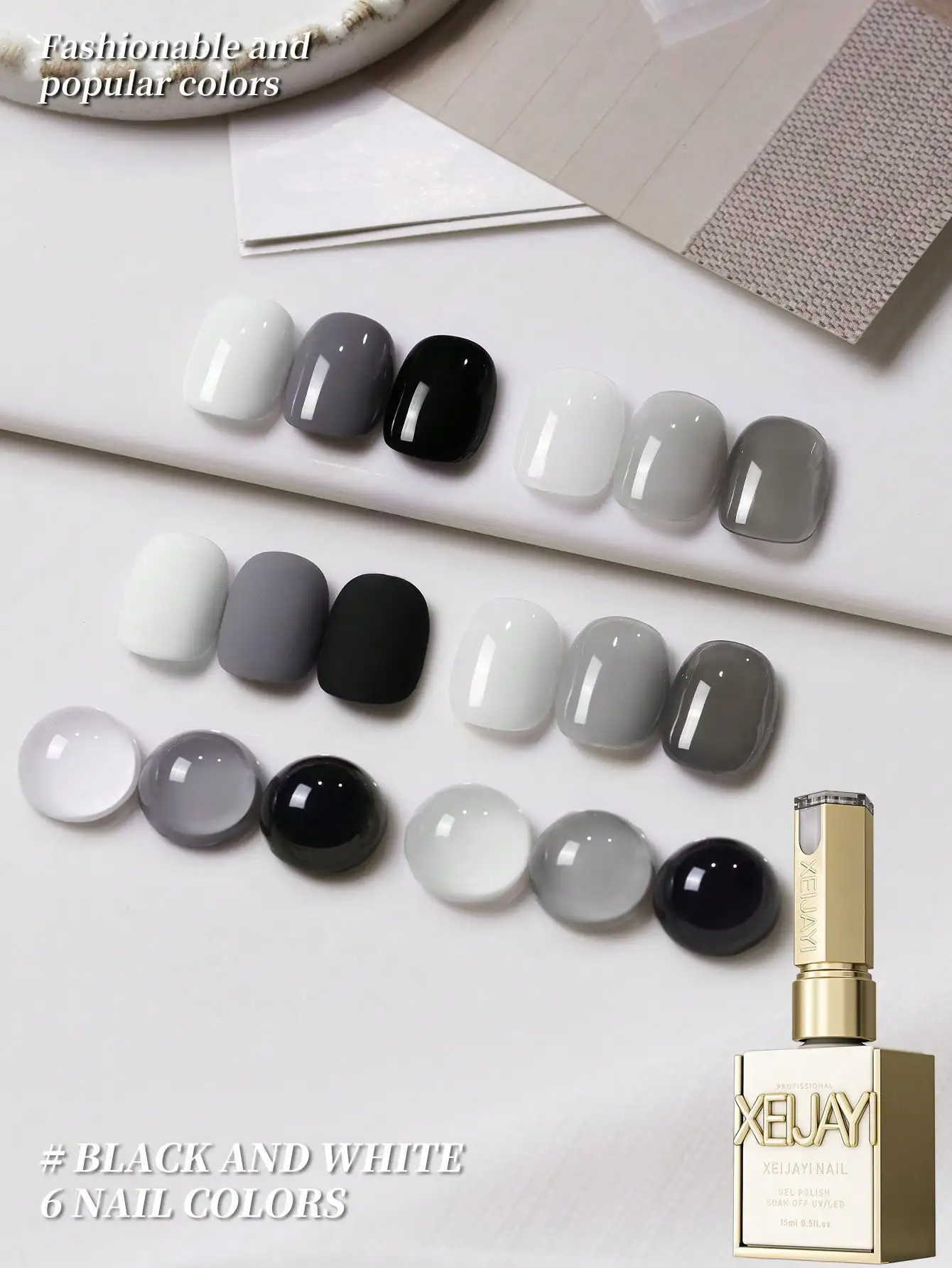

6-цветный набор черно-белых гель-лаков для ногтей, 15 мл, УФ-светодиодный замачиваемый гель для ногтей, полупостоянный, качественный гель для дизайна ногтей DIY Salon для