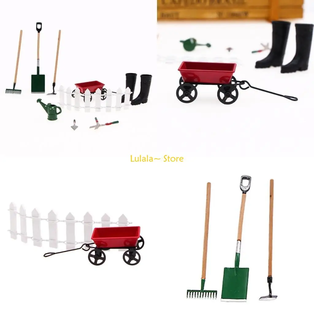 

Y4QA Children Dollhouse Mini Garden Alloy Shovel Model Fine Set Table Games