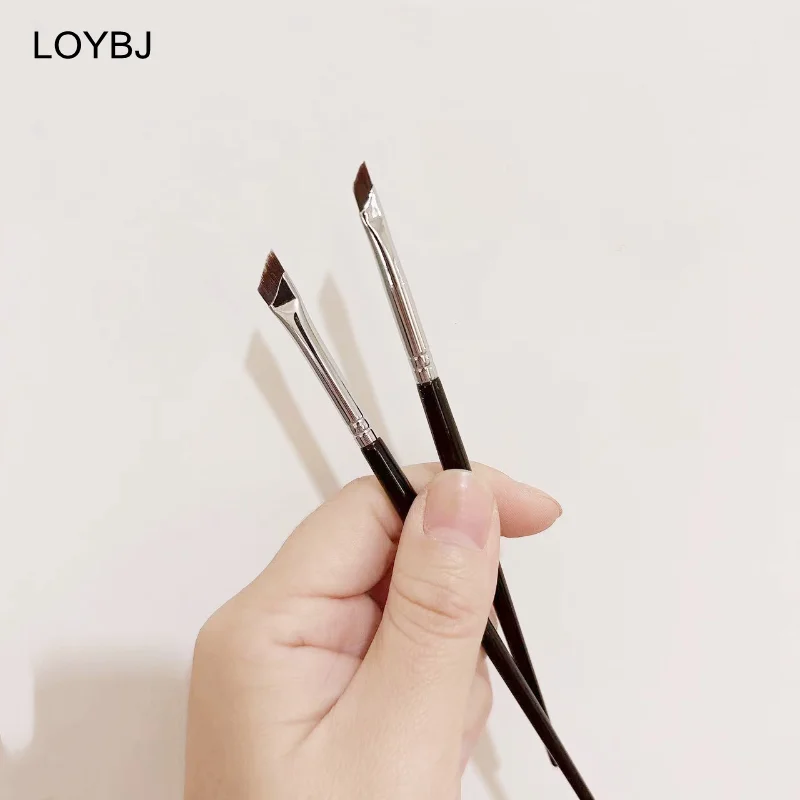 LOYBJ 1/2pcs Angled Eyebrow Brush Super Thin Eyeliner Makeup Brush Cosmetic Eyebrow Liner Cream Outline Flat Eye Details Brushes