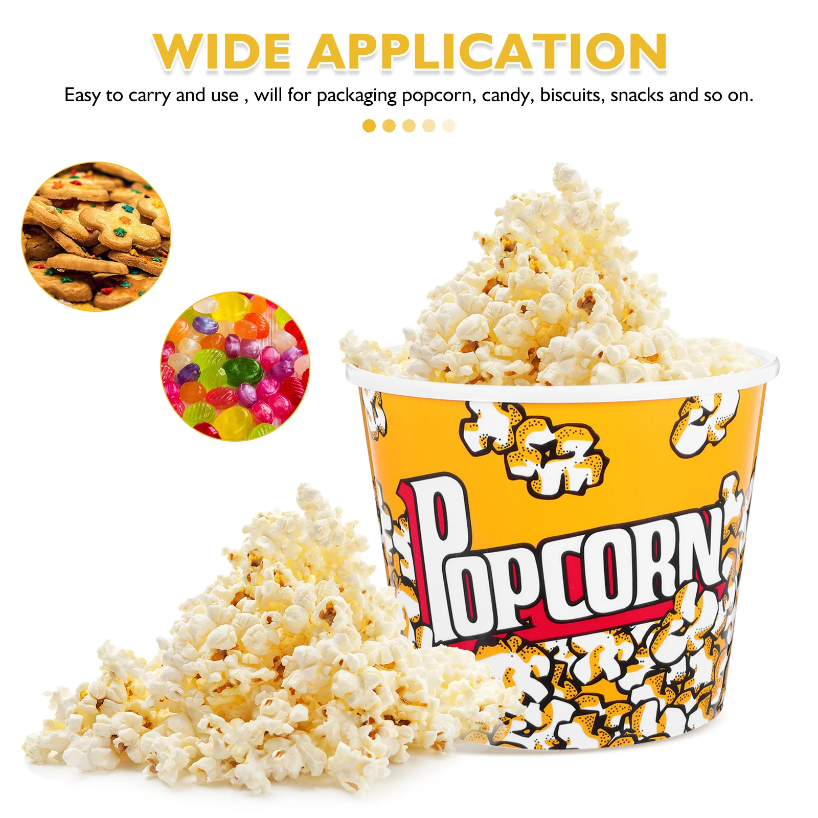 10Pcs Popcorn Basket Reusable Plastic Popcorn Bucket Containers for Movie Night