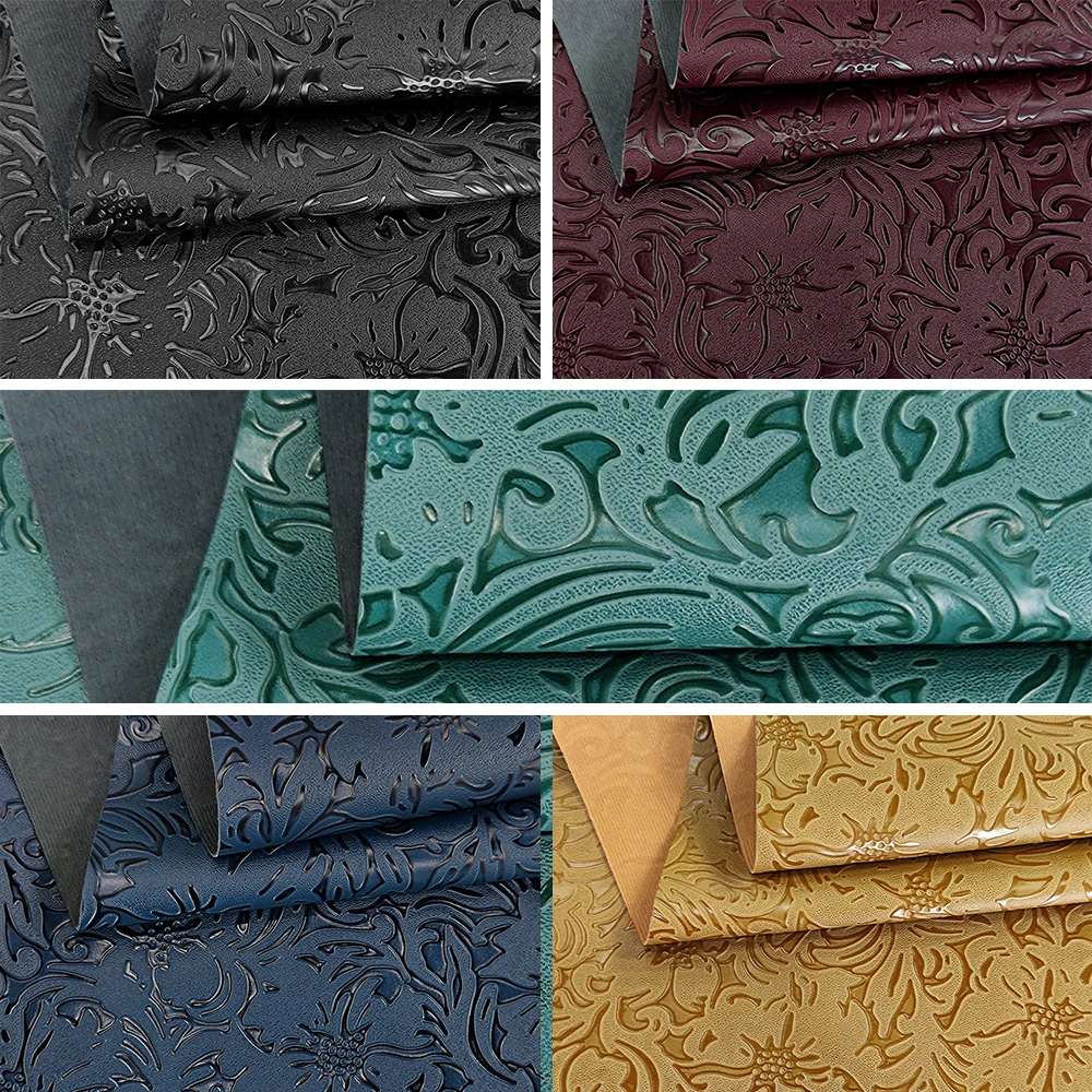 

Vintage Carved Embossed Faux Leather Roll 30*135cm PU Synthetic Leather Fabric for DIY Crafts Clothing Accessories Decorations