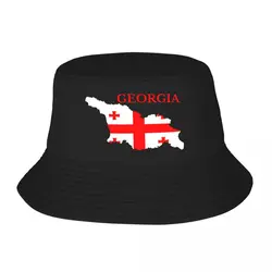 Custom Georgia Flag Map Bucket Hat for Men Women Printed Georgian Patriotic Summer Beach Sun Camping Cap