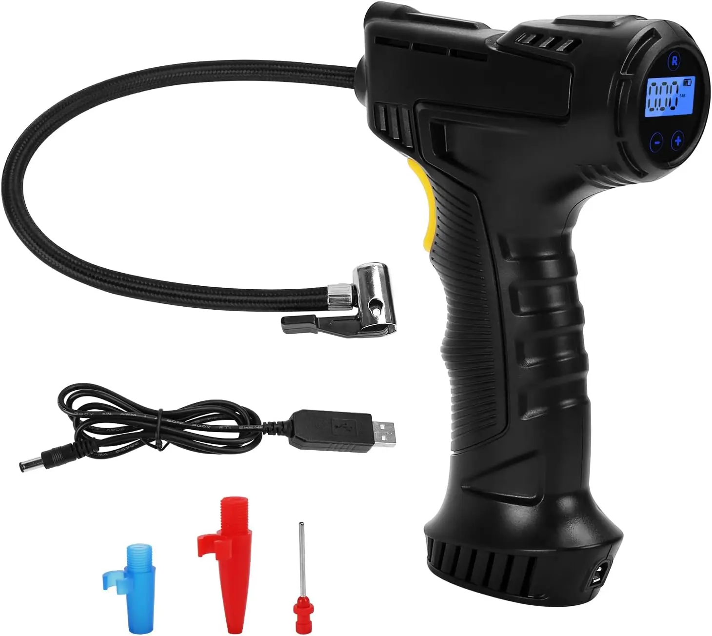 

CordlAir Portable Tire Inflator, 12V Rechargeable Air Pump with Digital Gauge for Car, Bike, Motorcycle