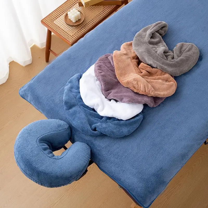 Soft Reusable Microfiber U-Shaped Facial Pillow Cover Large Size Massage Spa Face Cradle Headrest Protective Cover