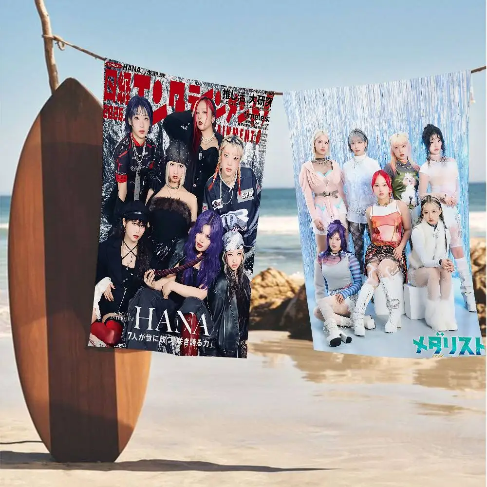 H-HANA Kpop Microfiber Printed Beach Towel Mountain Climbing Yoga Beach Swimming Running Absorbent Soft Towel