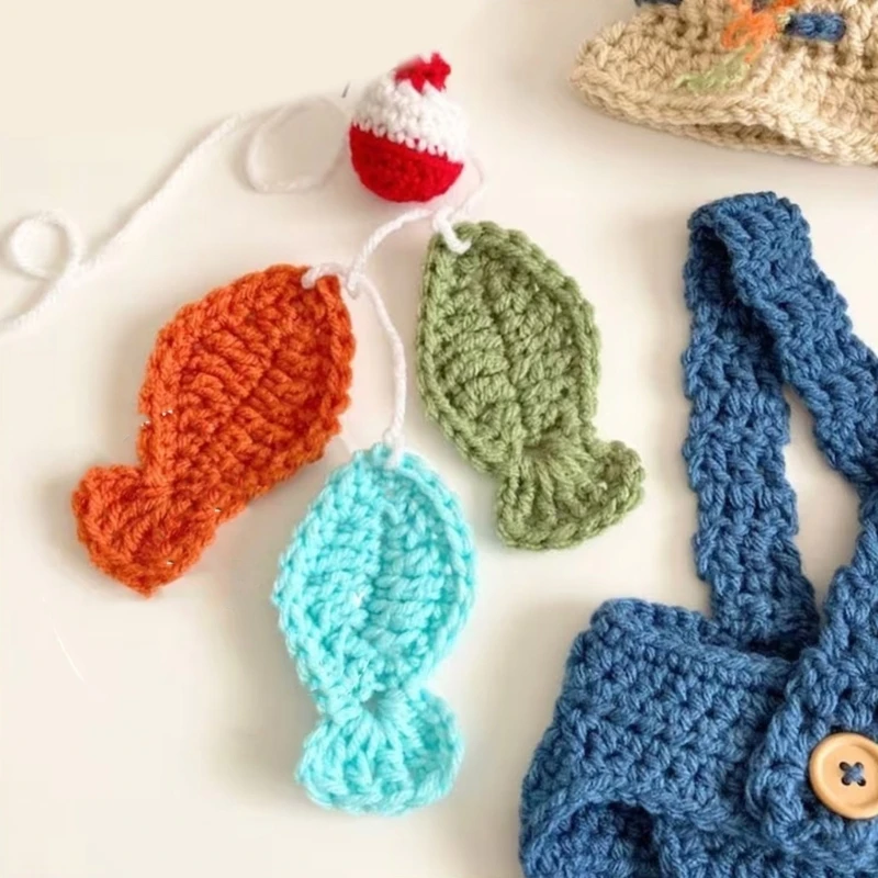 Baby Knitted Hat Romper Fisherman Outfit Set Photo Shoot Clothes Photography Props Infant Photo Shoot Costume Clothing