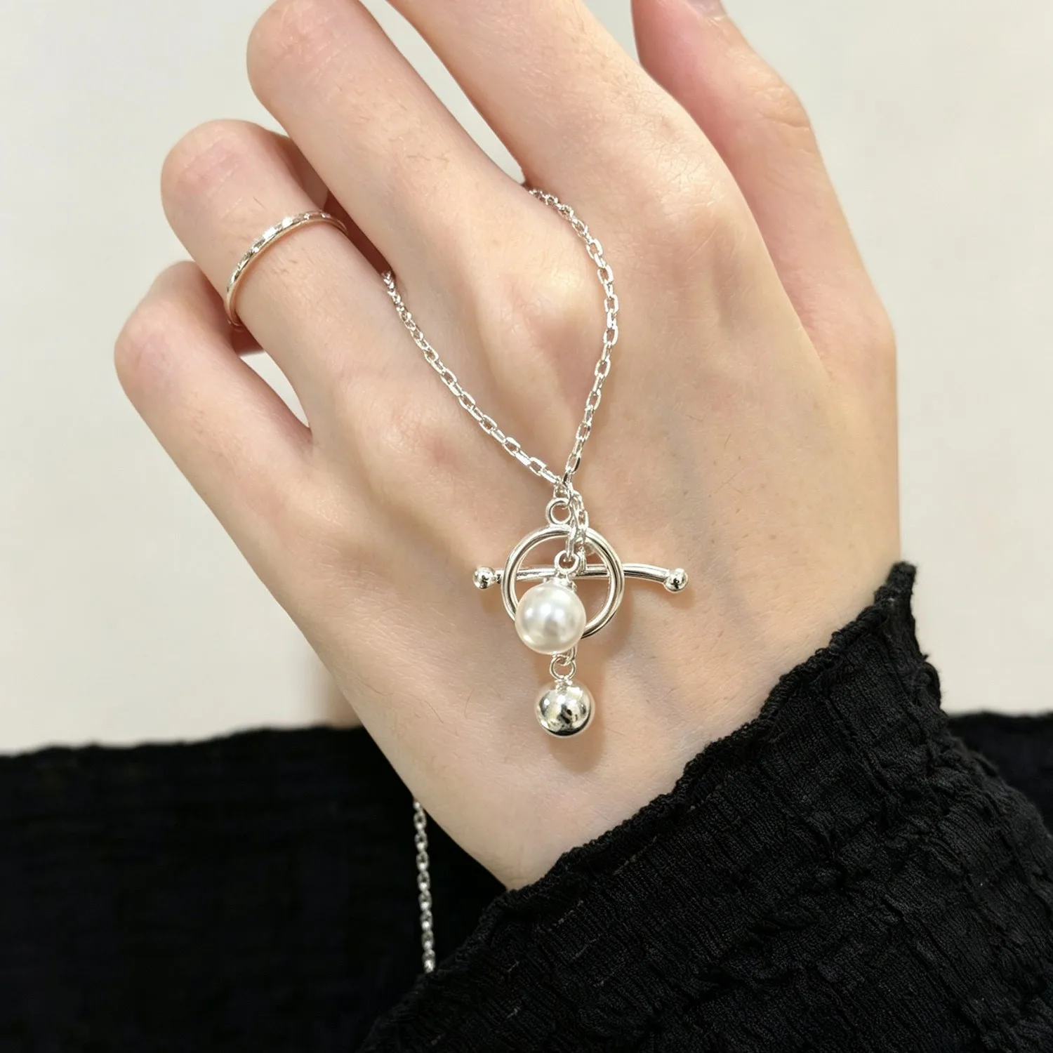 VENTFILLE 925 Sterling Silver Pearl Necklace for Women Girl Fashion Commute Sweet Pendant  Jewelry Girls' Gift Dropshipping