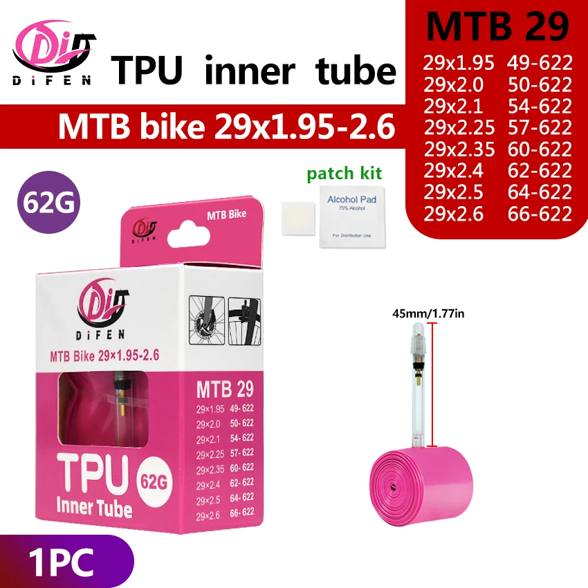 Difen TPU MTB Fahrradschlauch 29 26 27.5 29x1.95 2.0 2.1 2.2 2.3 2.4 2.5 2.6 Zoll Mountainbike-Reifen Pneu 29er