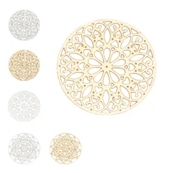 DoreenBeads Iron/Copper Alloy Filigree Stamping Connectors Round Silver Color/Gold Color DIY Making Jewelry Gifts 25mm Dia,10PCs