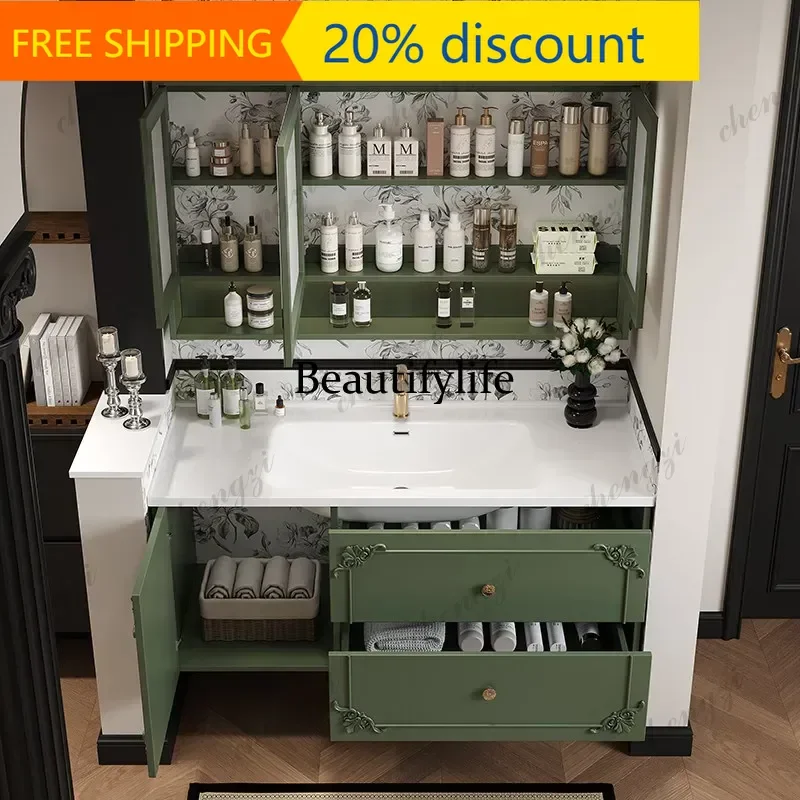 JJCC  Wooden Luxury Bathroom Cabinet Organizer Storage Partitions Space Saver Space Saver Cupboard Modern Gabinete