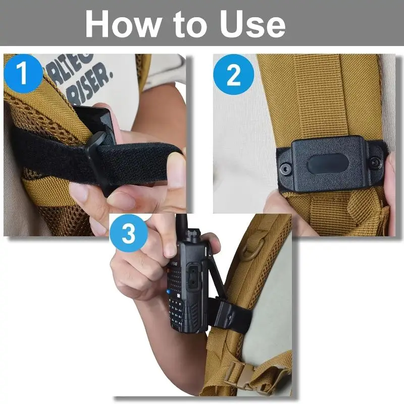 Walkie Talkie Quick Release Bracket Adjustable Lightweight Durable Radio Holder for Backpack Family Outdoor Camping