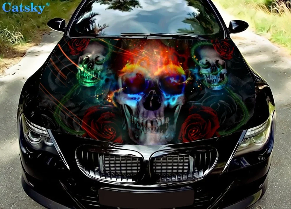 

skull Car Hood Decal Vinyl Sticker Graphic Wrap Decal Graphic Hood Decal for Most Vehicles Custom Graphic