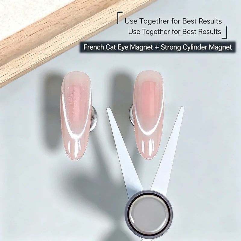 2 In 1 Double Head French Cat Eye Nail Magnet Set V-Shape Iron Sheet & Strong Cylinder Magnet Cat Eye Gel