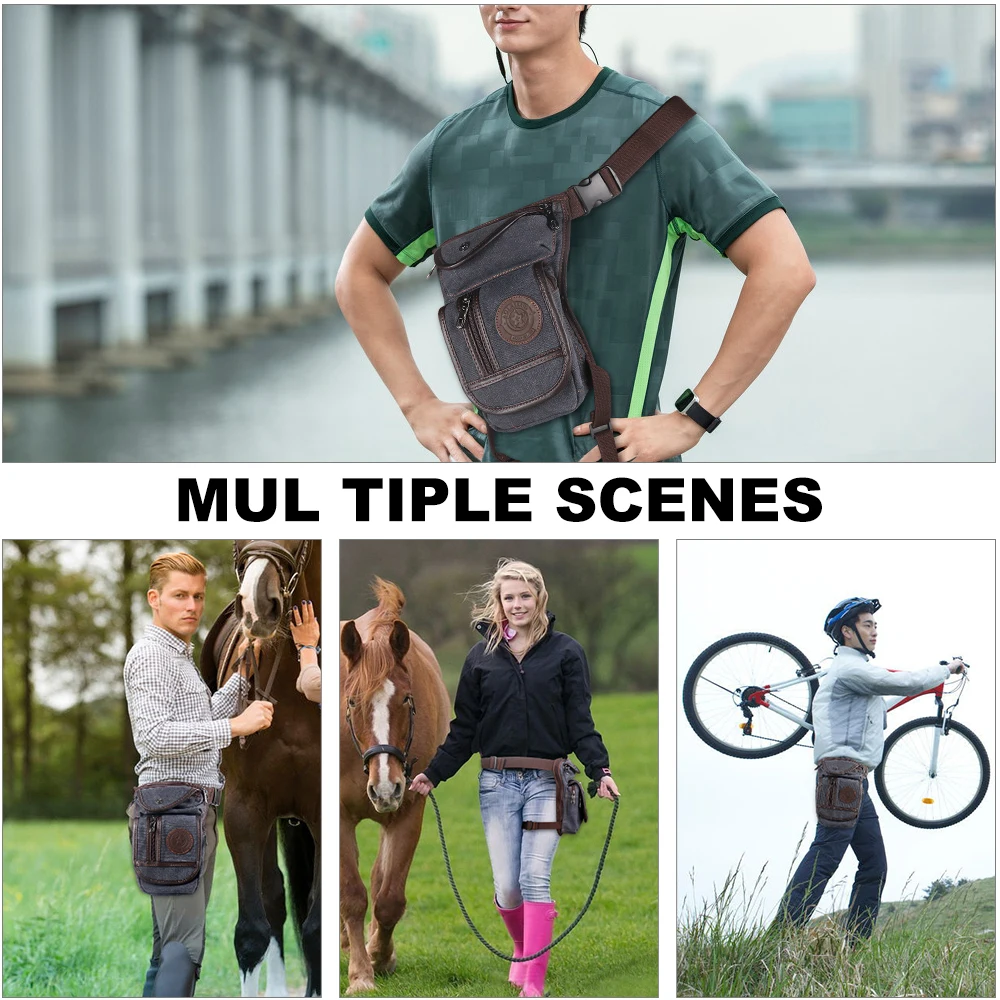 Equestrian Drop Leg Bag Canvas Nylon Adjustable Horse Riding Waist Bag Large Capacity Outdoor Equestrian Equipment Cycling