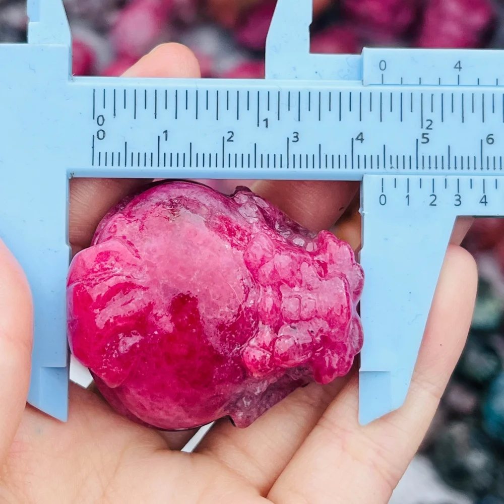 1PC Natural Ruby Quartz Dragon Turtle Carving Polished Reiki Healing Stone Feng Shui Energy Decorative Gift for Home Room