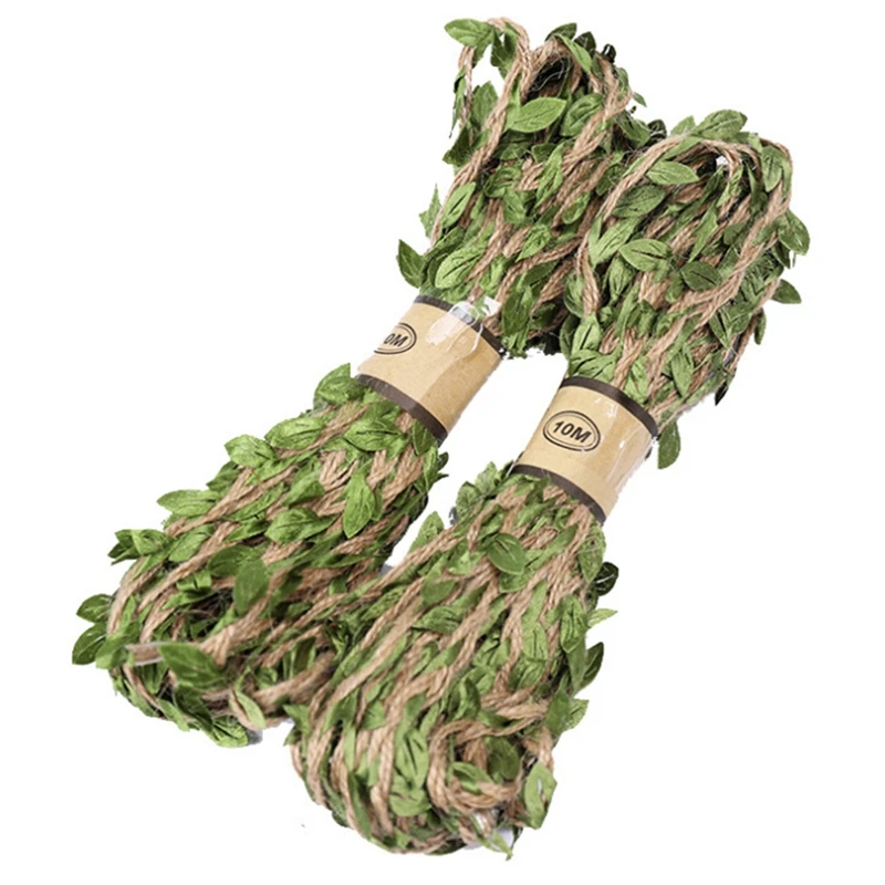 

2PCS Artificial Vine Natural Rope Fake Green Ivy Leaves for Macrame Wall Decor Home Garden Decor Supplies