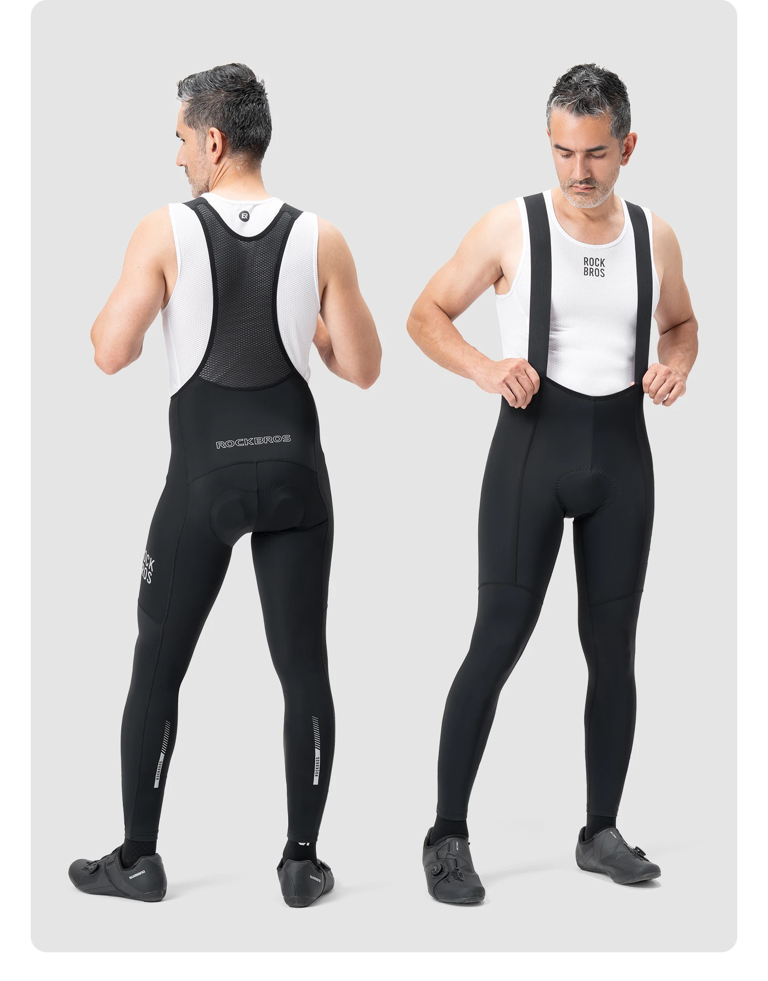 ROCKBROS Fahrrad-Latzhose, hochelastisch, bequem, Herren-Fahrradhose, Outdoor, schnelltrocknend, atmungsaktiv, reflektierende Latzhose – Detail 13