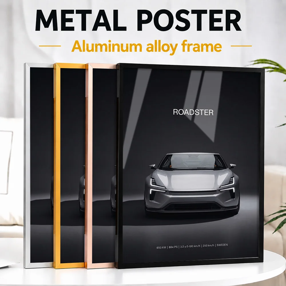 Sweden Roadster Car Framed Aluminum Metal Poster Customized Photo Urban Motion Style Wall Art For Workshop Ideal Birthday Gift