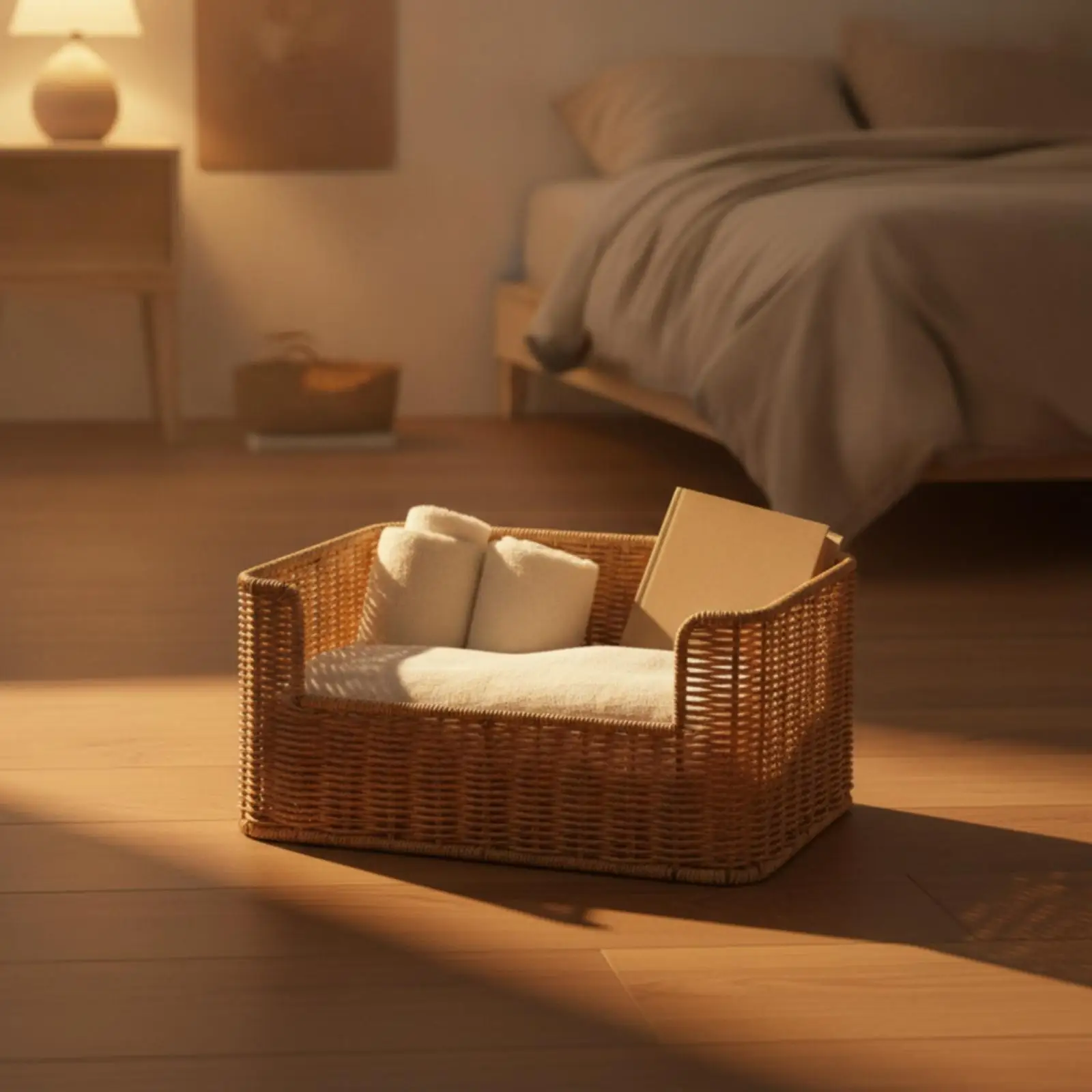Toy Basket Faux Wicker Storage Bin for Closet Shelf Desk with Sturdy Side Walls Rounded Corners