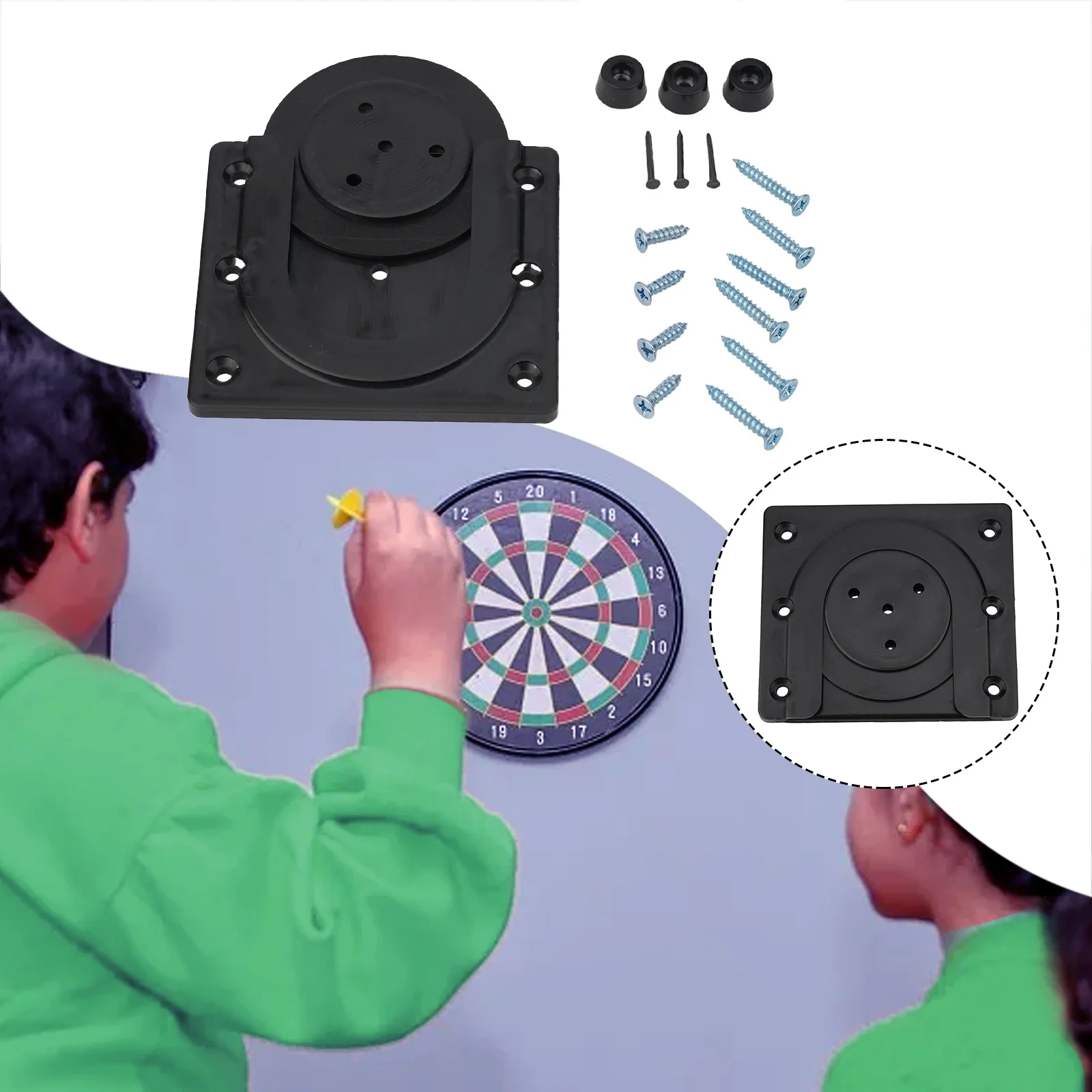 

Reliable and Convenient Dartboard Mounting Bracket Hanging Kit Suitable for Most Dartboards Black Color 65g Weight