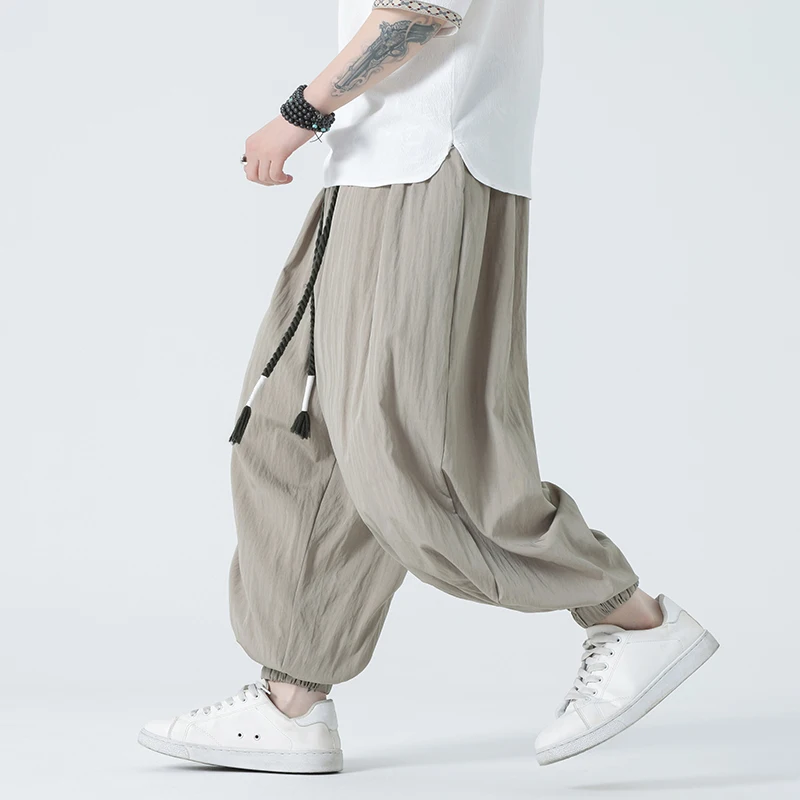 100% Cotton Spring Jogging Sweatpants Men's Hip Hop Streetwear Wide Leg Sports Pants Korean Fashion Oversize Trousers Baggy