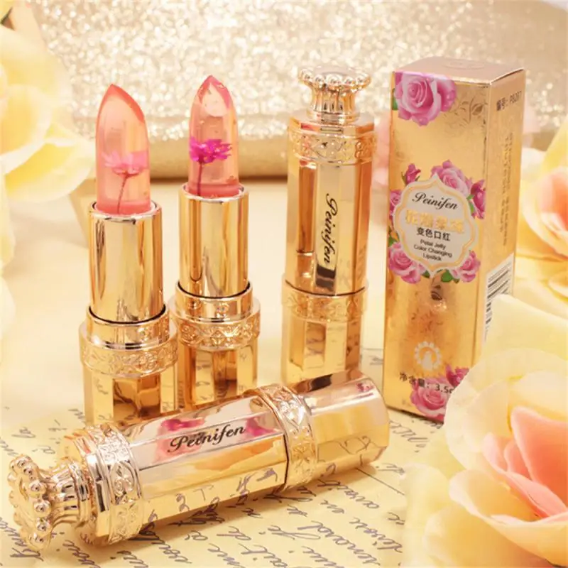 Flower Lip Balm Color Change Lipstick Flower Jelly Flower Lipstick Hydrating Moisturizing Waterproof Makeup Cosmetics For Women