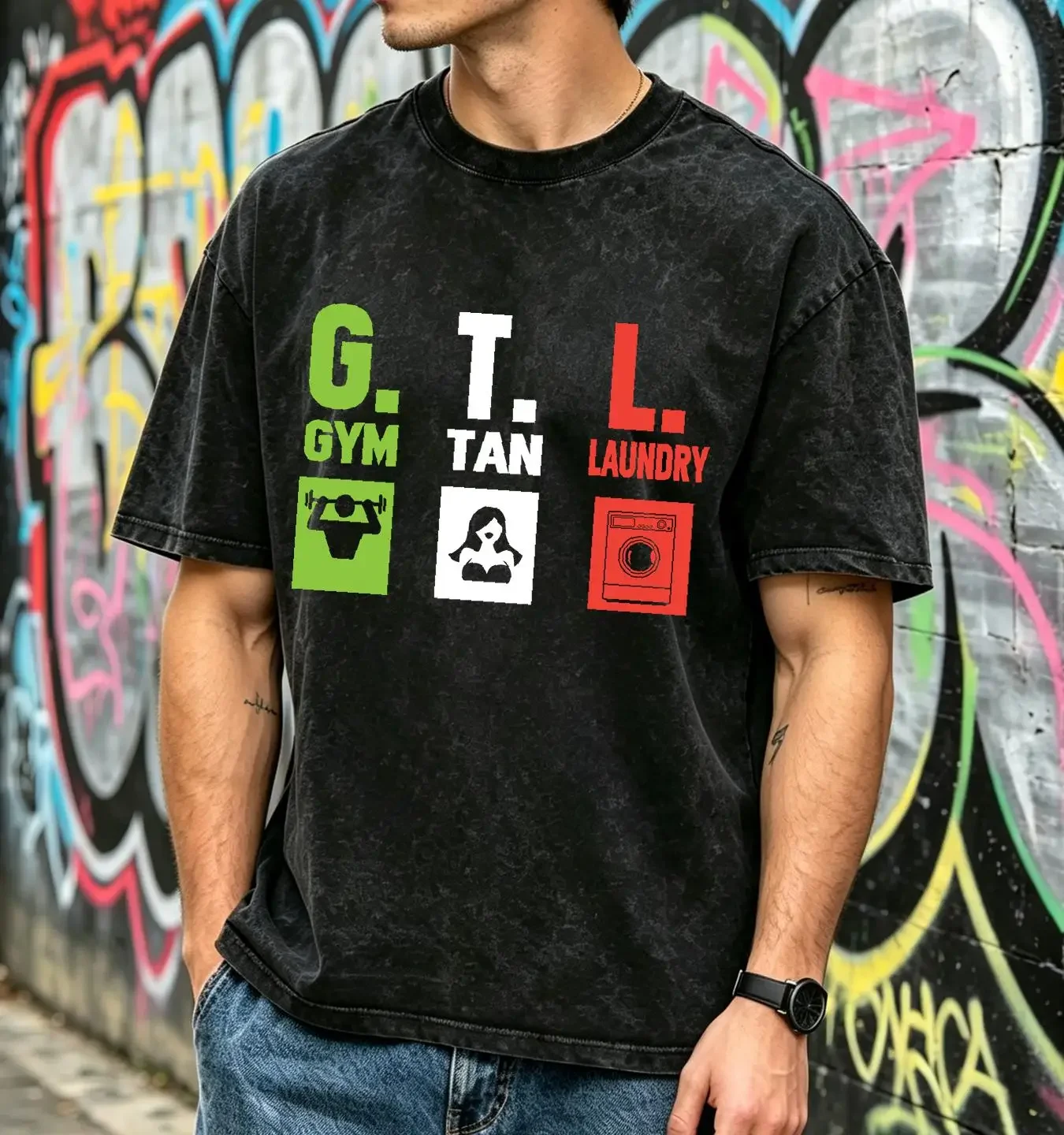 washed T Shirt Gtl Gym Tan Laundry Jersey Shore Lover Classic long or short sleeves vintage Washed designer clothes Soft
