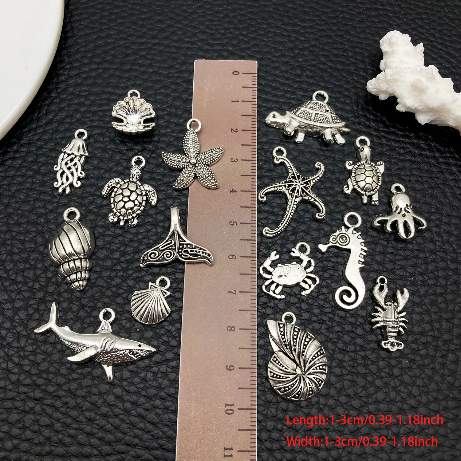 Mystic Ocean Charm Collection (20/50/100pcs) - Nautical DIY Jewelry Supplies in Aged Silver Finish - view 4