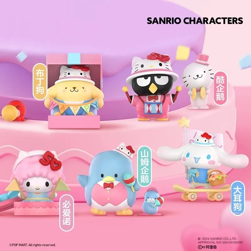 

Sanrio Family Hello Kitty 50th Anniversary Series Blind Box Mymelody Cinnamoroll Kuromi Pochacco Pom Pom Purin Kawaii Toy Model