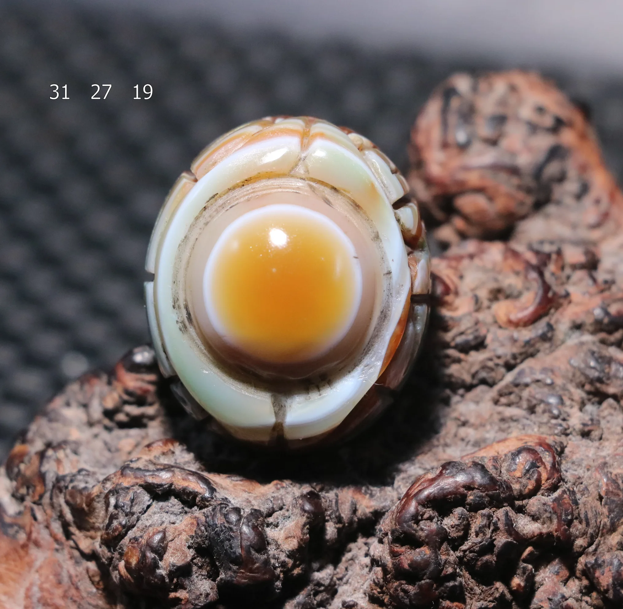 

H08a Magic Power Tibetan Agate Colorful Scultural Fortune Goat Eye Heaven Eye dZi Bead Pendant 3A Amulet Talisman Treasure