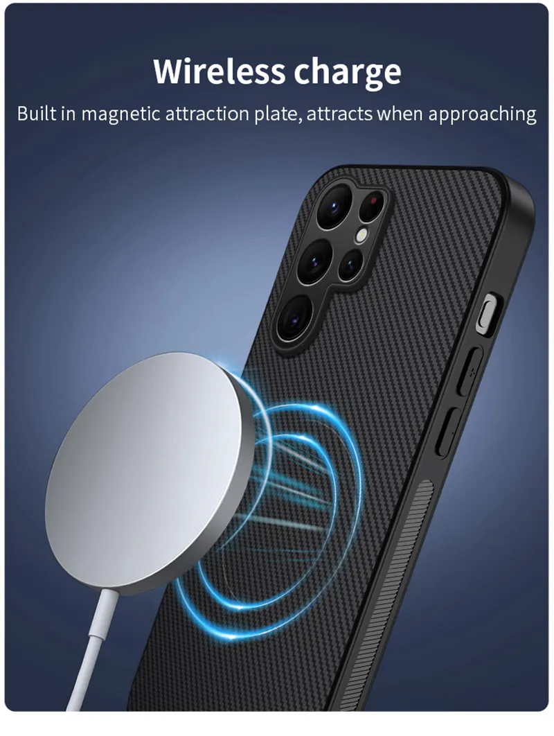 Luxus Matte Carbon Faser Magnetische Für Magsafe Rüstung Telefon Fall Samsung S26 Ultra S25 S24 FE S23 S22 Plus S21 S20 FE A56 A36 A26 – Detail 5