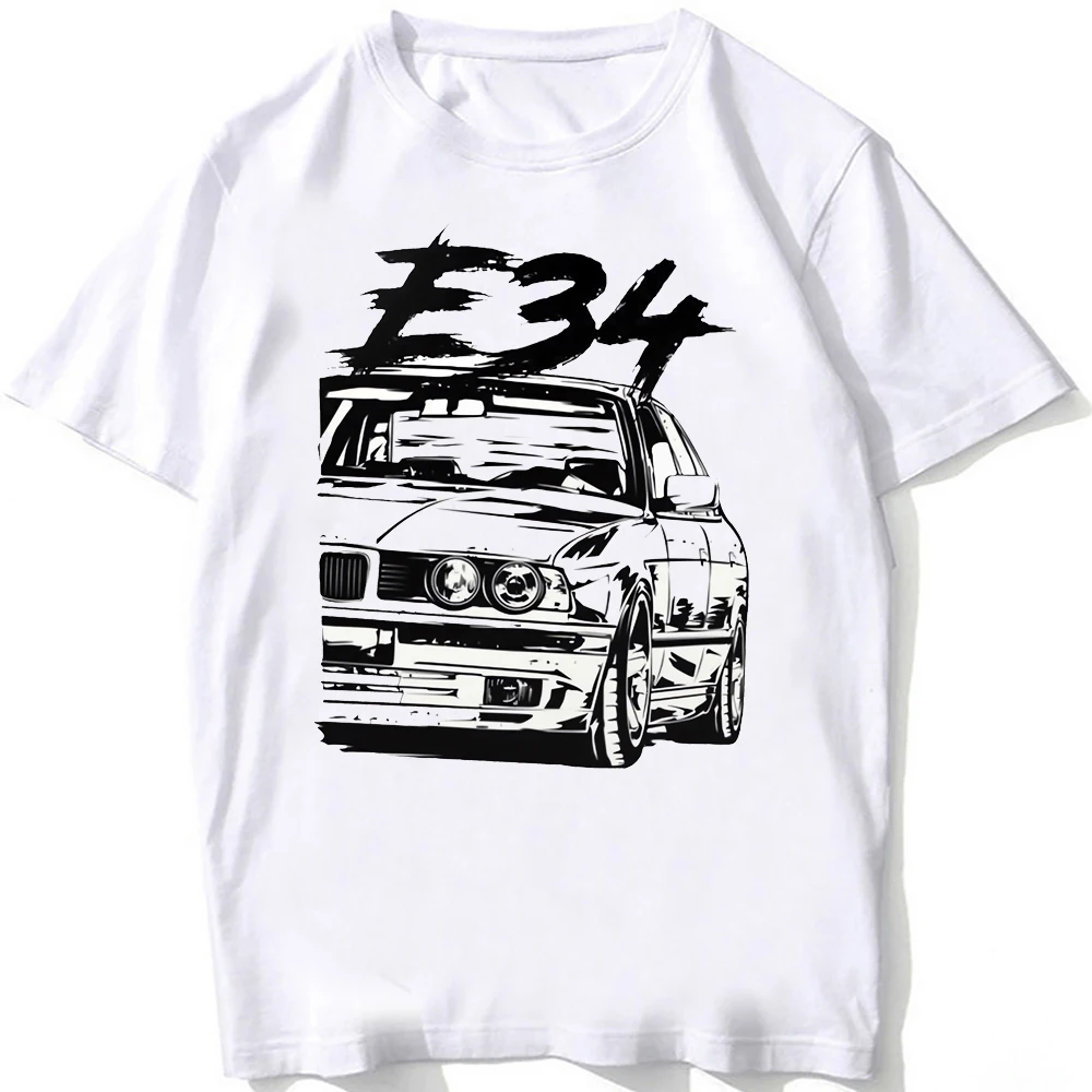 ريترو E34 M5 5 سلسلة المدرسة القديمة تي شيرت رجالي الرجال قصيرة الأكمام Harajuku E30 E36 E28 F30 تطور الرياضة سيارة بلايز بيضاء الصبي تيز