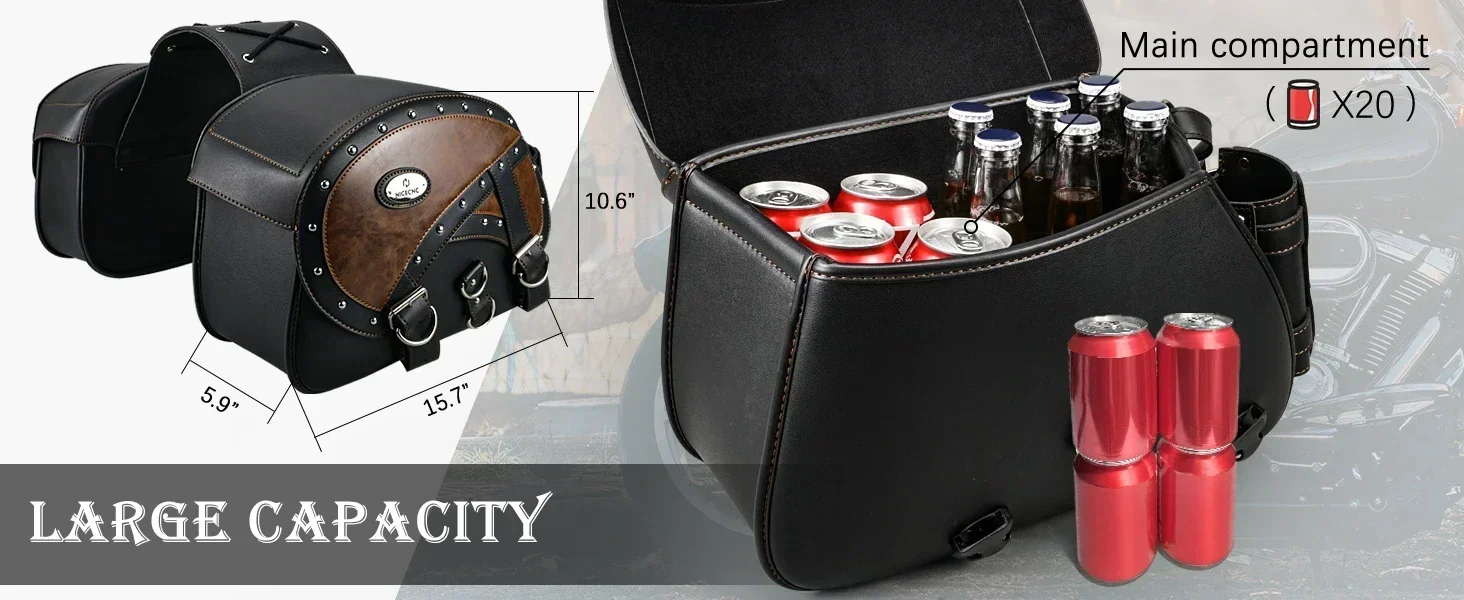 Vintage Leather Saddlebags Motorcycle for harley davidso Dyna Road King Hard Waterproof Motorbike Side Bags Moto Accessories