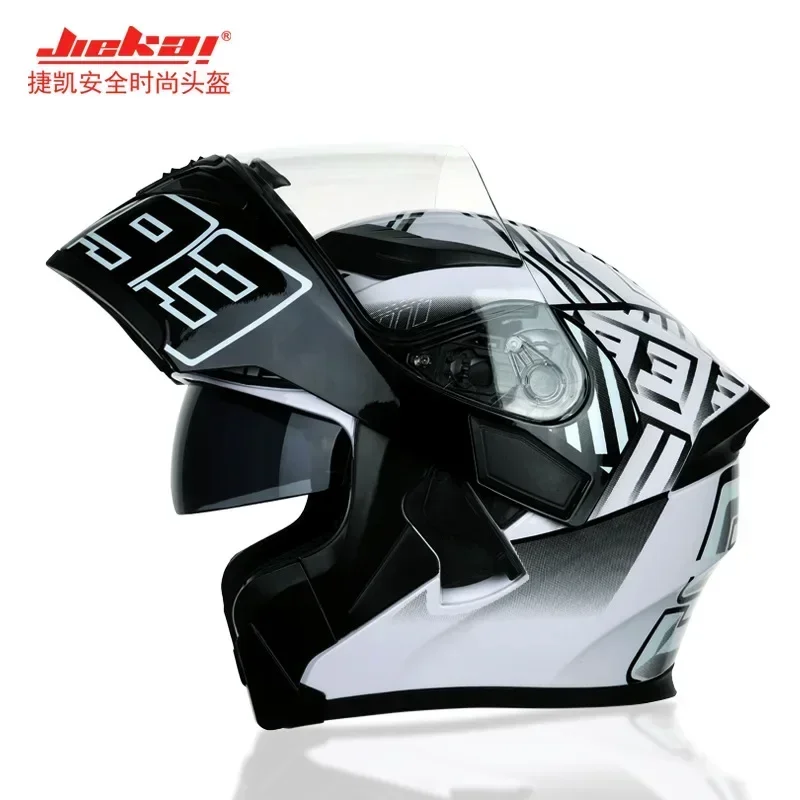 JK902 Motorcycle Flip-up Helmet JIEKAI Scooter Full Face Helm Anti Fog Dual Lens Winter Universal Capacete De Moto