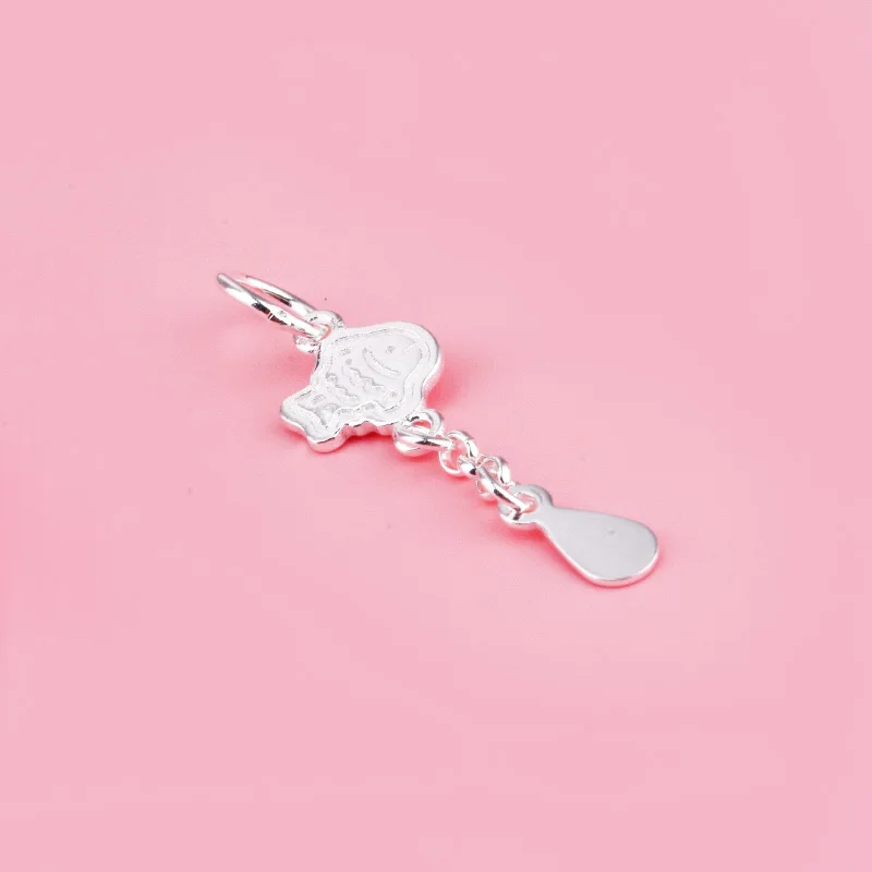 S925 sterling silver small fish pendant water drop tassel accessory DIY string crystal pearl bracelet